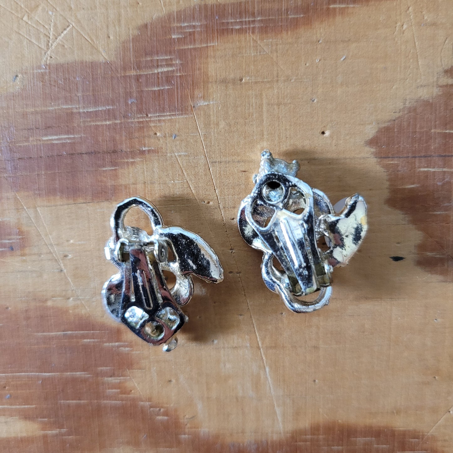 1960s silver-tone, diamante & lucite clip on earrings