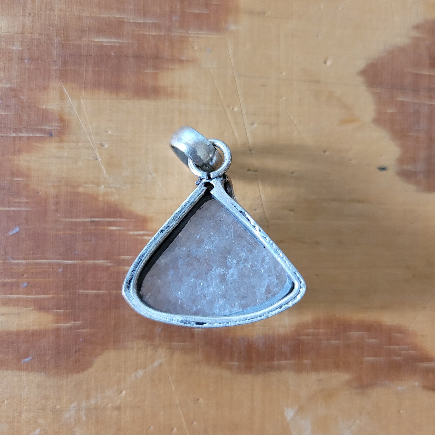 Vintage hand-crafted silver (?) & smoky quartz pendant