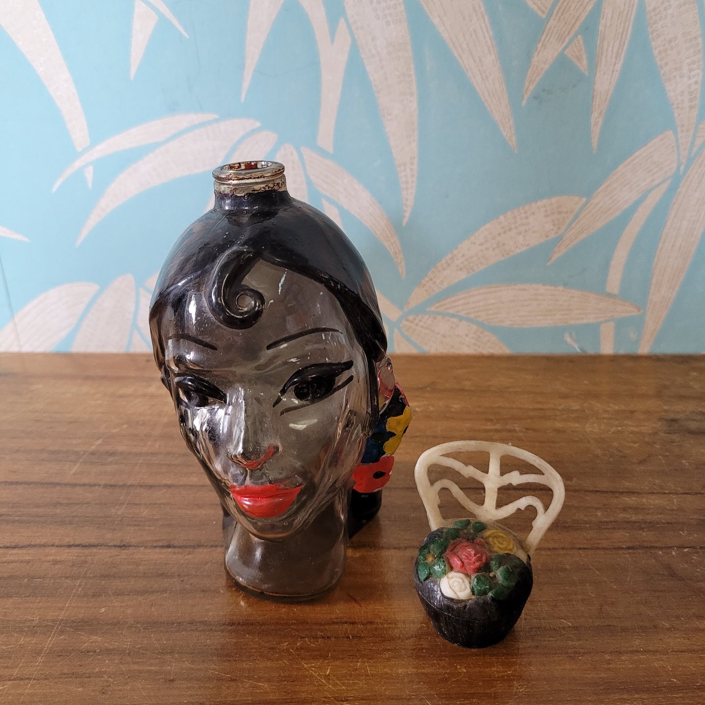 1960s Spanish Senorita head-shaped liquor bottle/decanter