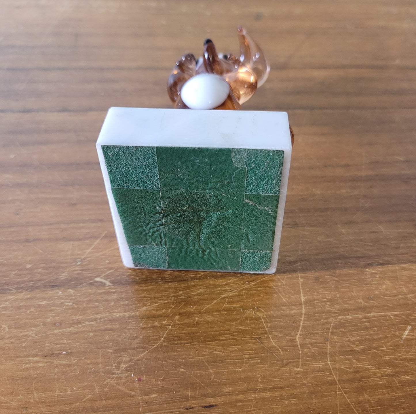 Vintage handmade by Beckhurst Eastbourne art glass comical rabbit on stand