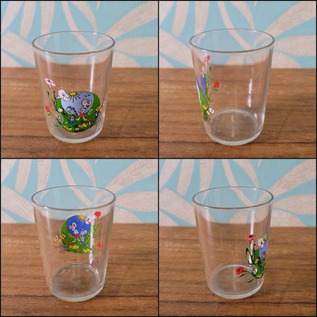 Set of six 1960s/70s Reims France illustrated animal-themed whiskey glasses