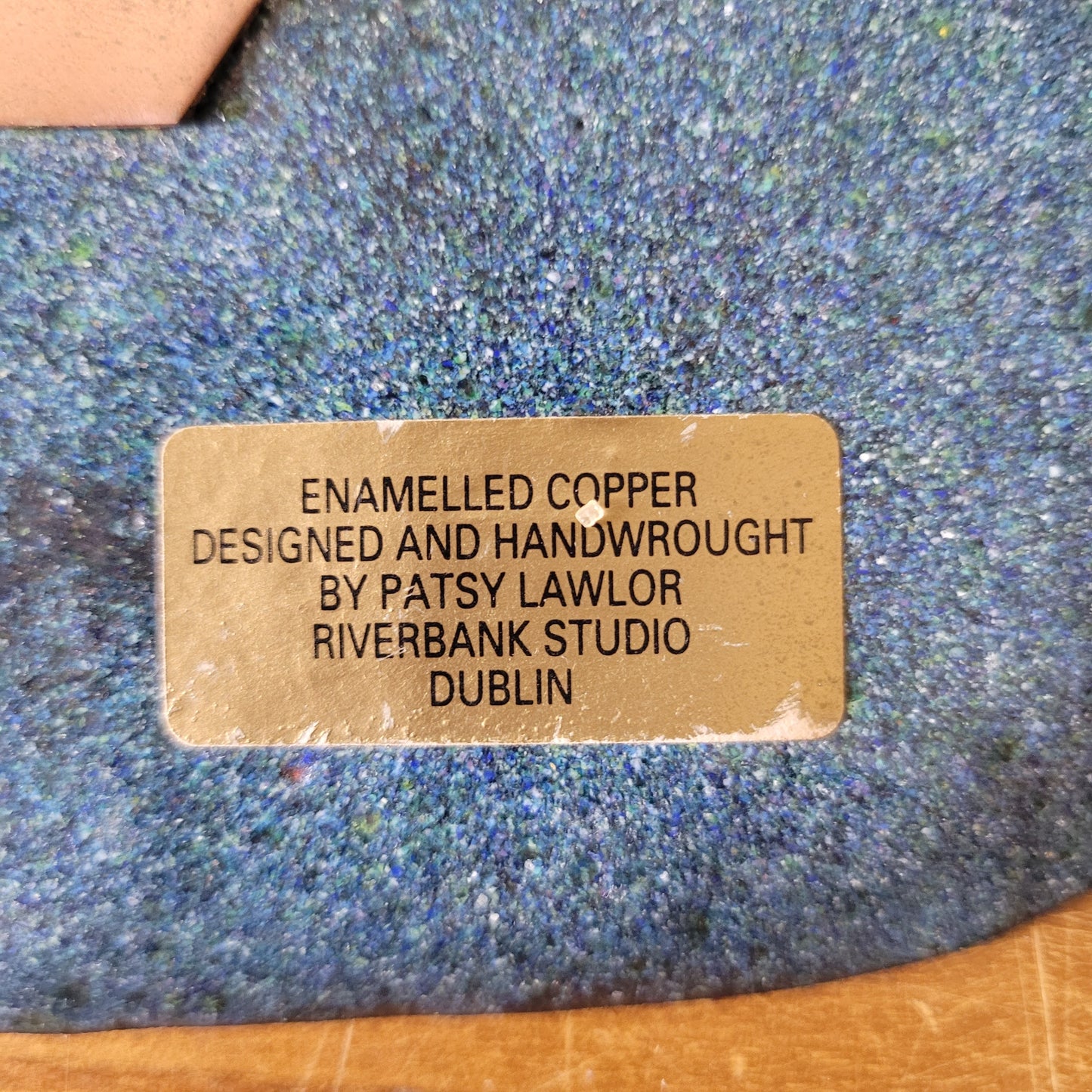 Two collectable enamelled copper plaques, designed & hand-wrought by Patsy Lawlor