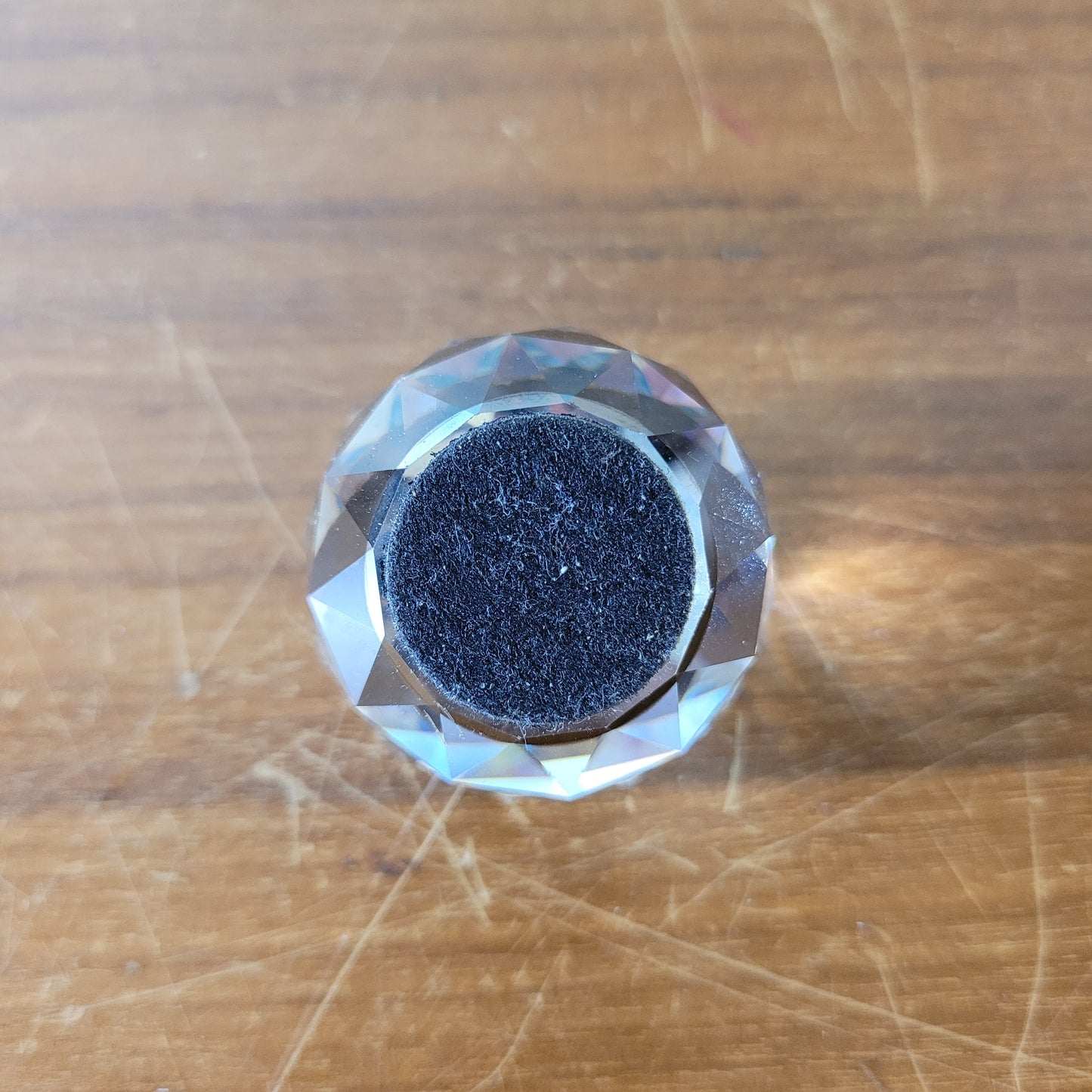 Vintage miniature Swarovski crystal Edelweiss flower round faceted glass paperweight