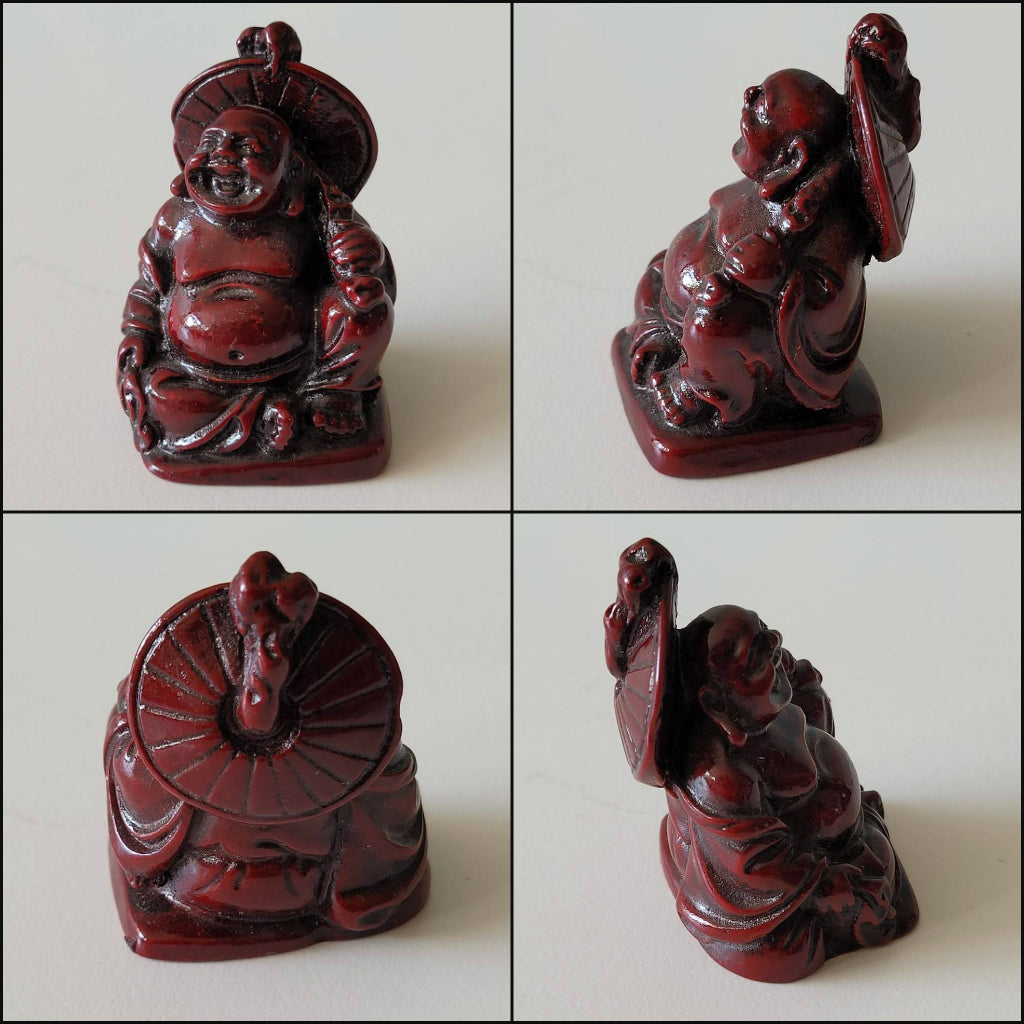 Set of six kitsch miniature resin lucky Buddha figurines