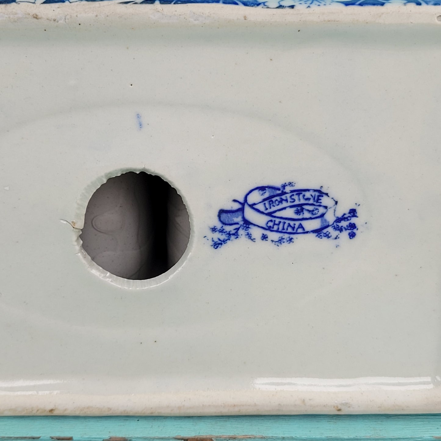 Vintage Ironstone China blue & white floral earthenware toast rack