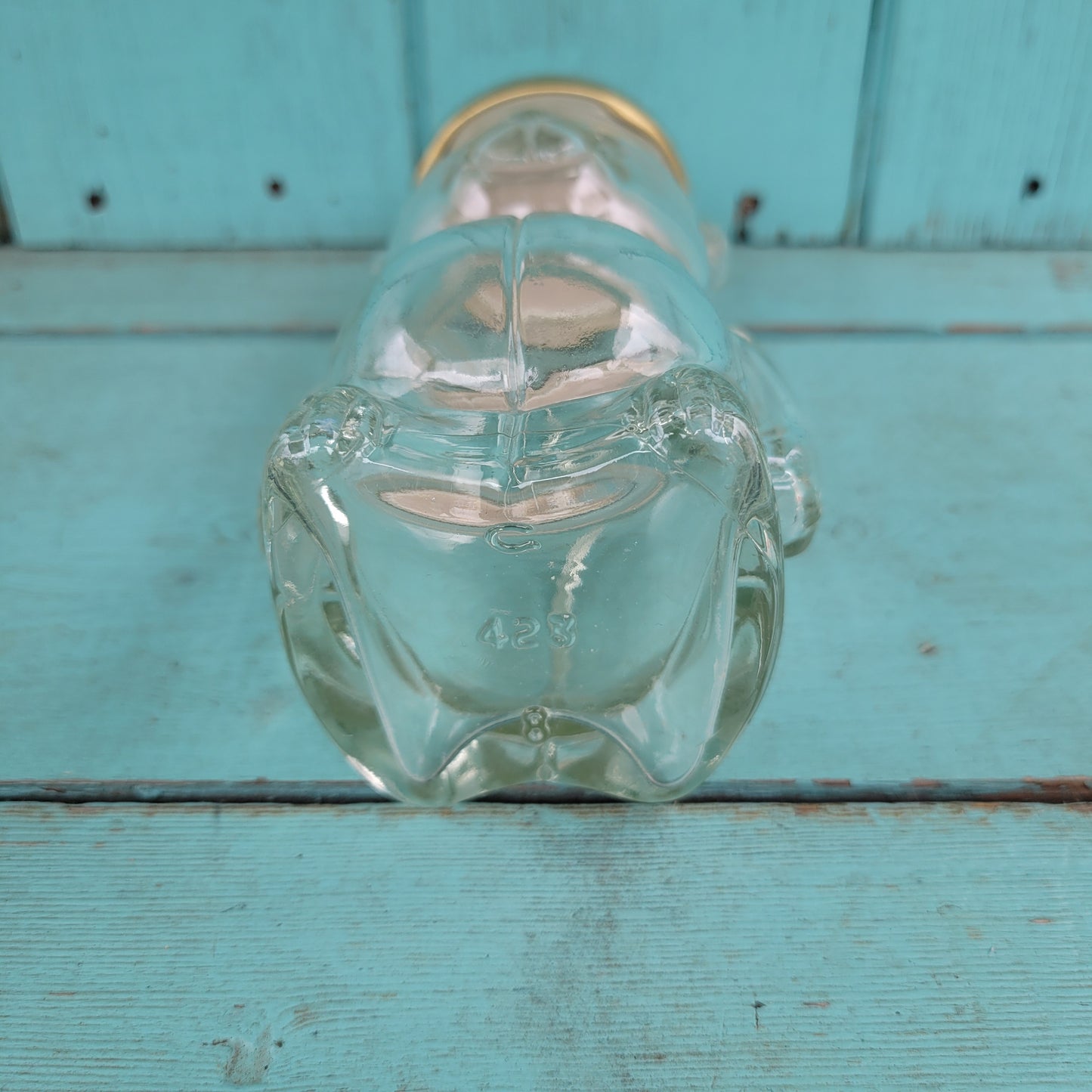circa. 1980s glass teddy bear-shaped honey jar