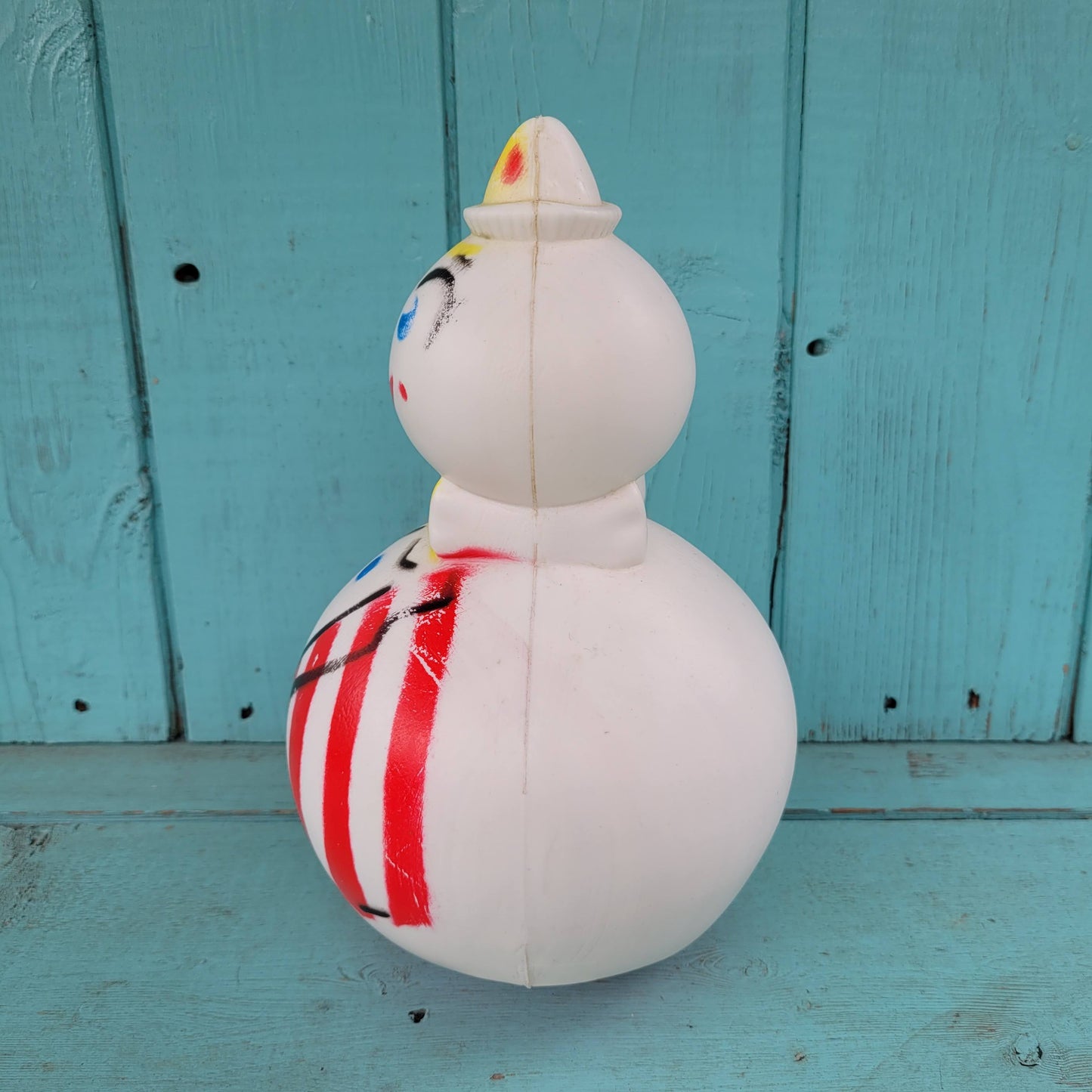 1950s Roly Poly hard plastic musical wobble clown