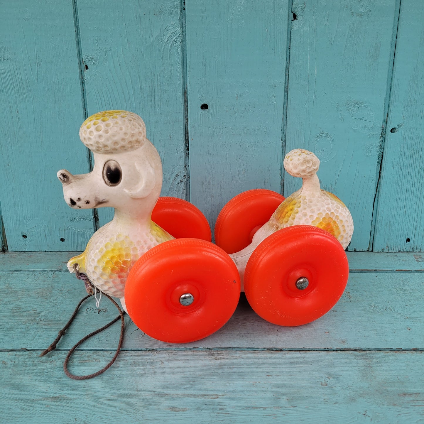 Vintage Mayco plastic pull-along poodle