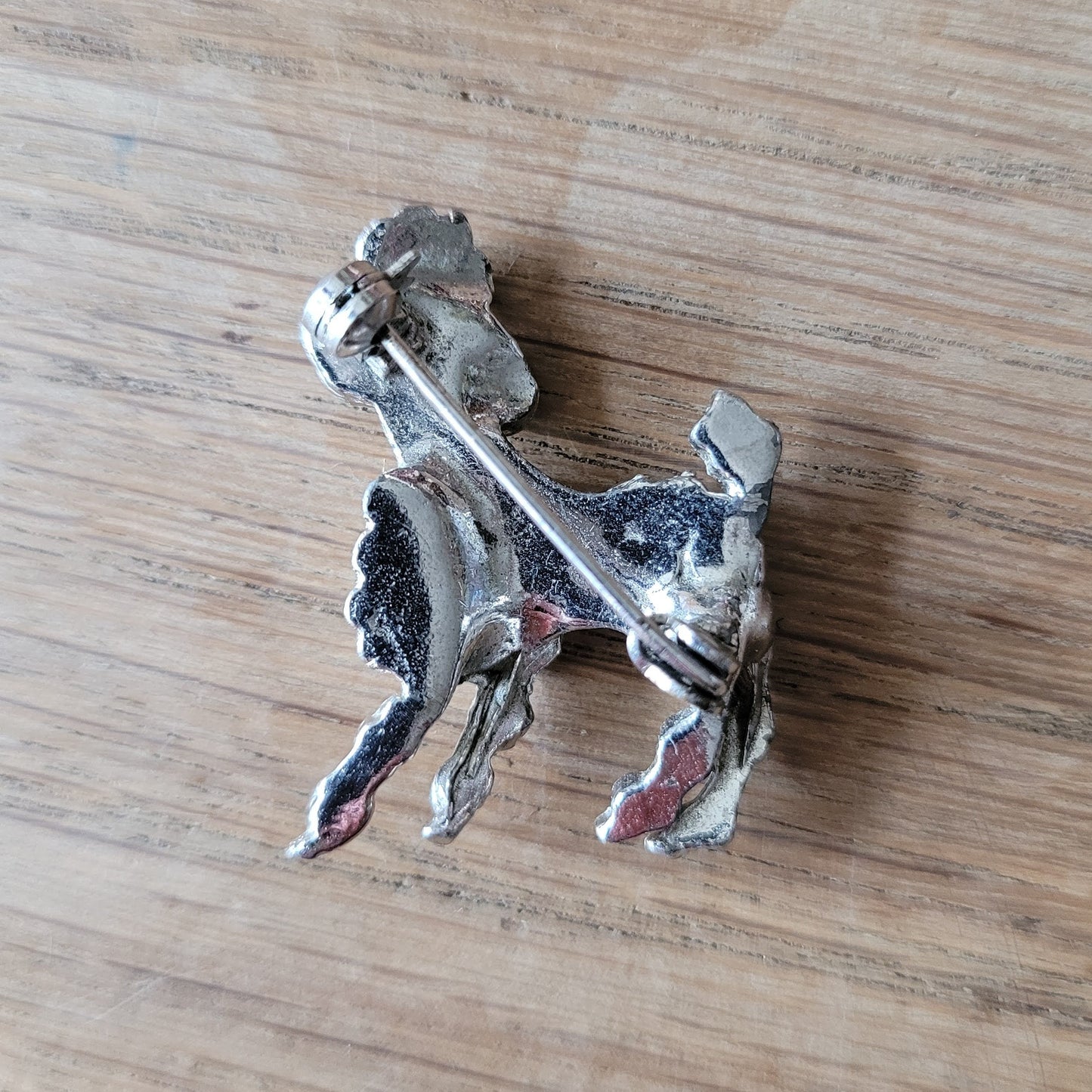 1950s/60s silver-tone marcasite poodle dog brooch