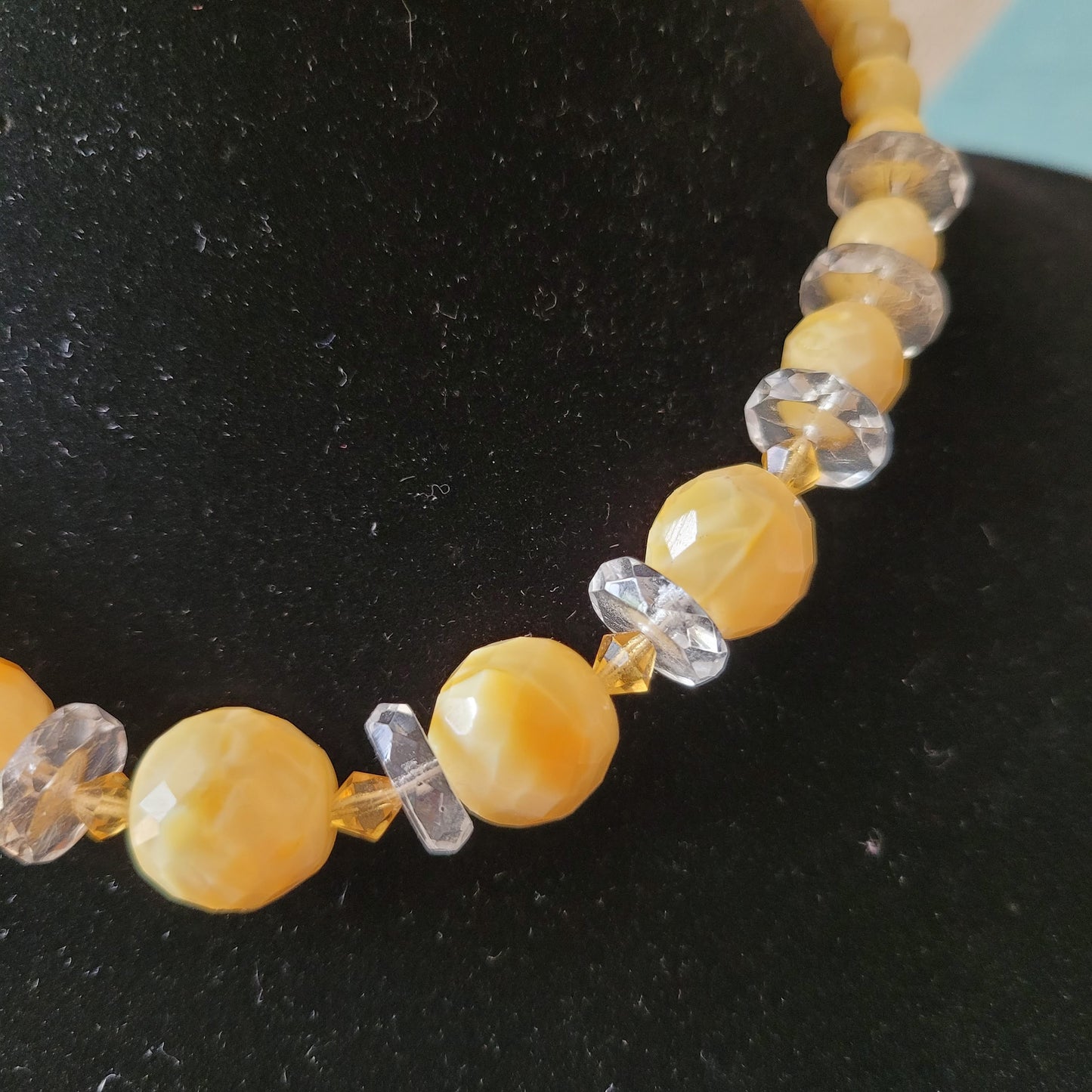circa. 1930s Czech yellow uranium glass bead necklace