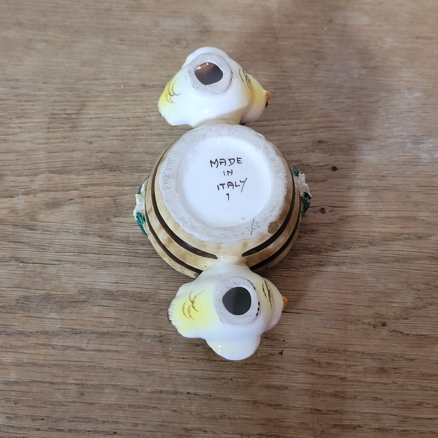 1950s Italian hand-painted ceramic chick mini wall pocket / salt holder