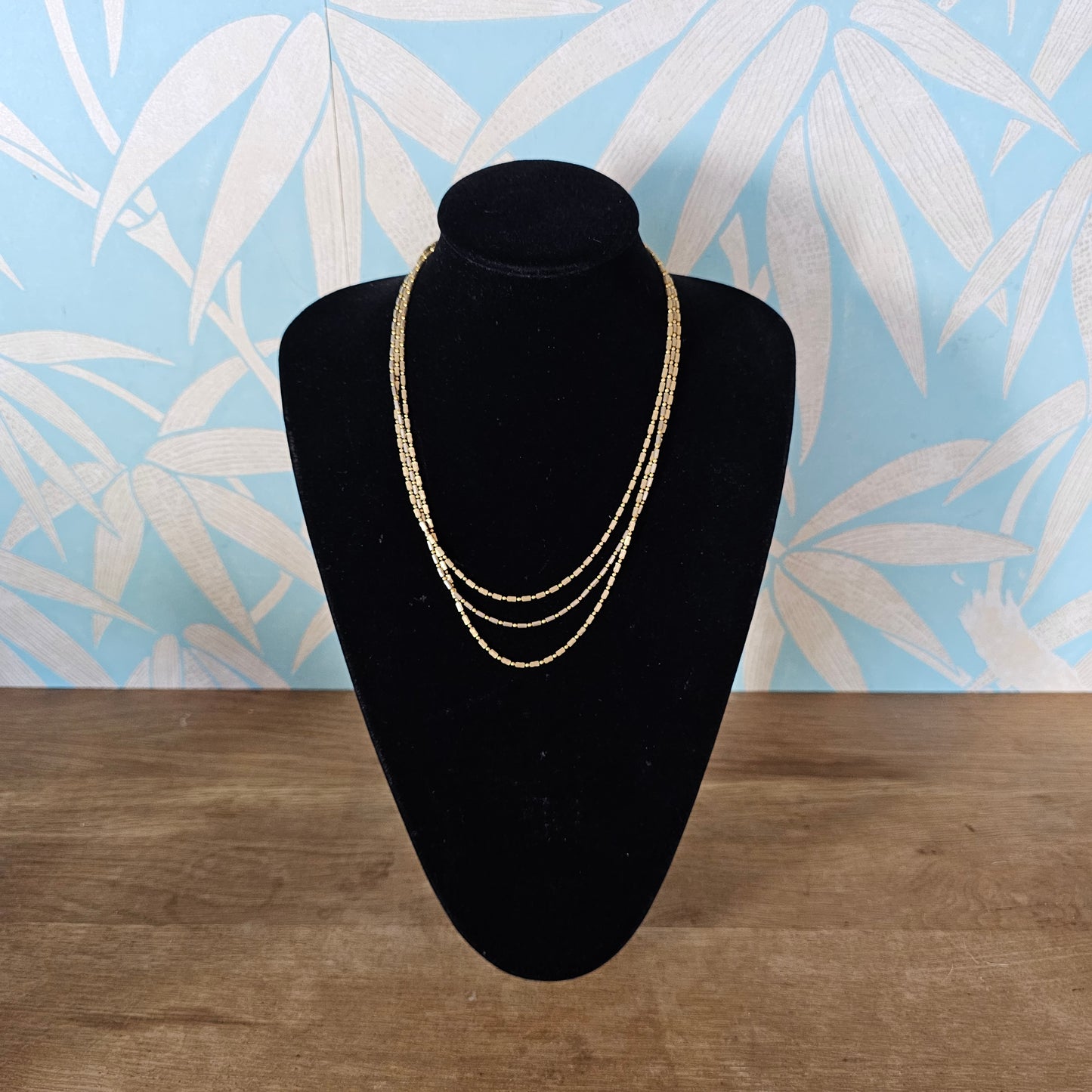 1960s gold & silver-tone textured bead multi-strand necklace