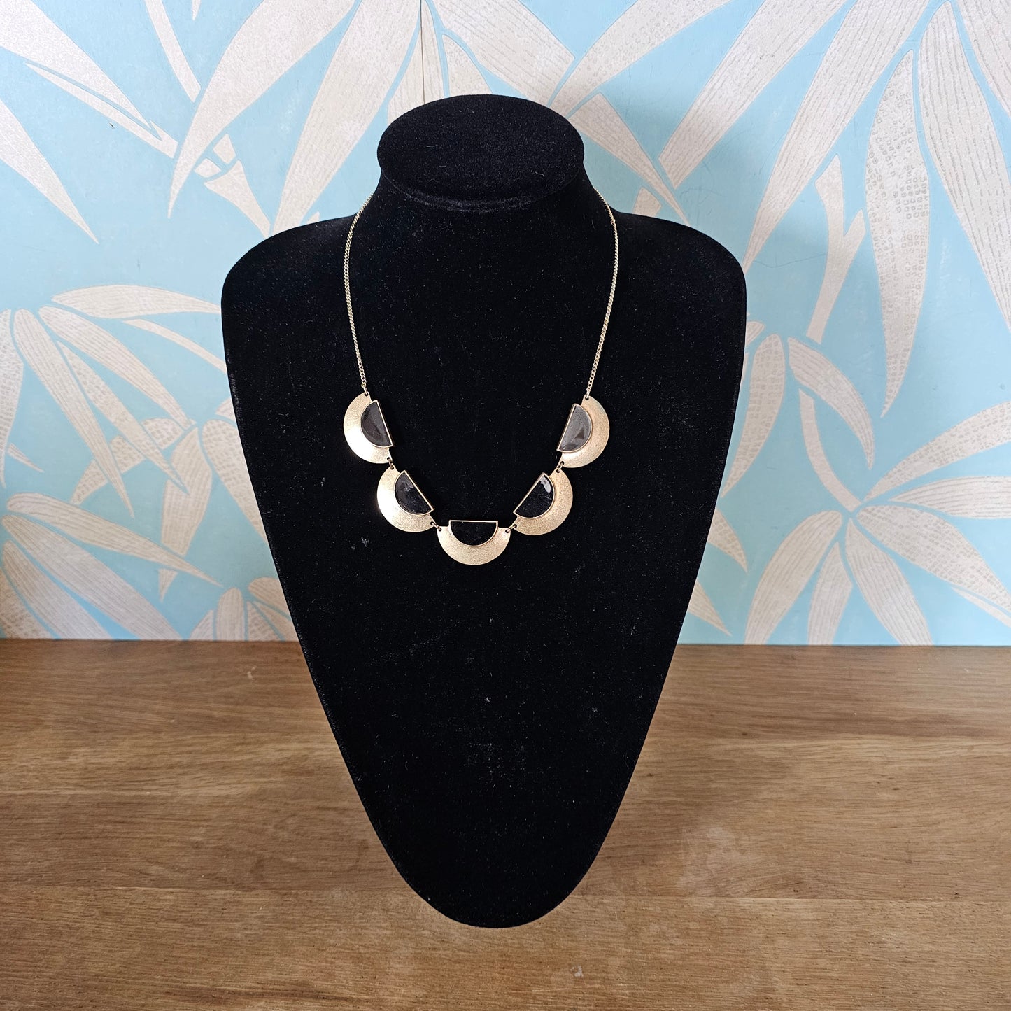 Accessorize retro-style gold-tone& black geometric bib necklace