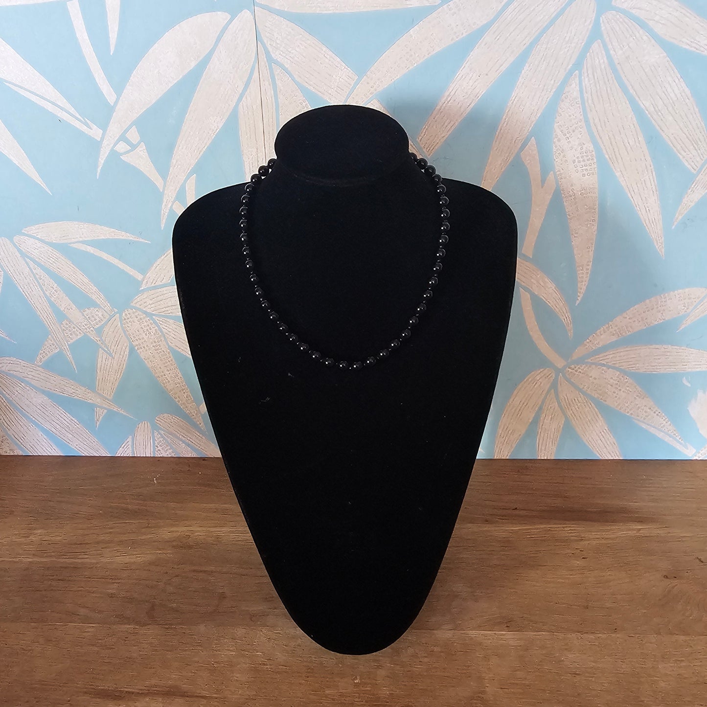 1950s/60s black Jet rounded bead necklace