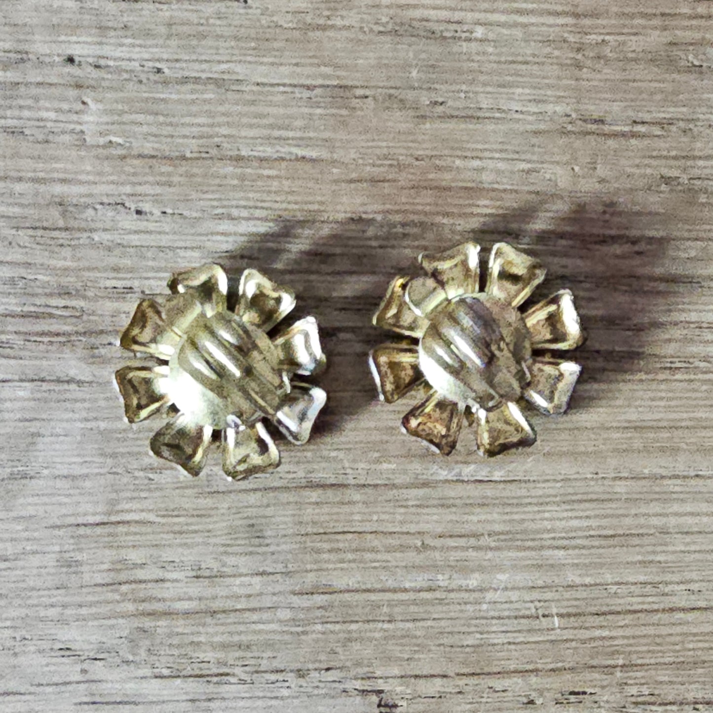 1950s enamel daisy clip-on earrings with diamanté centres