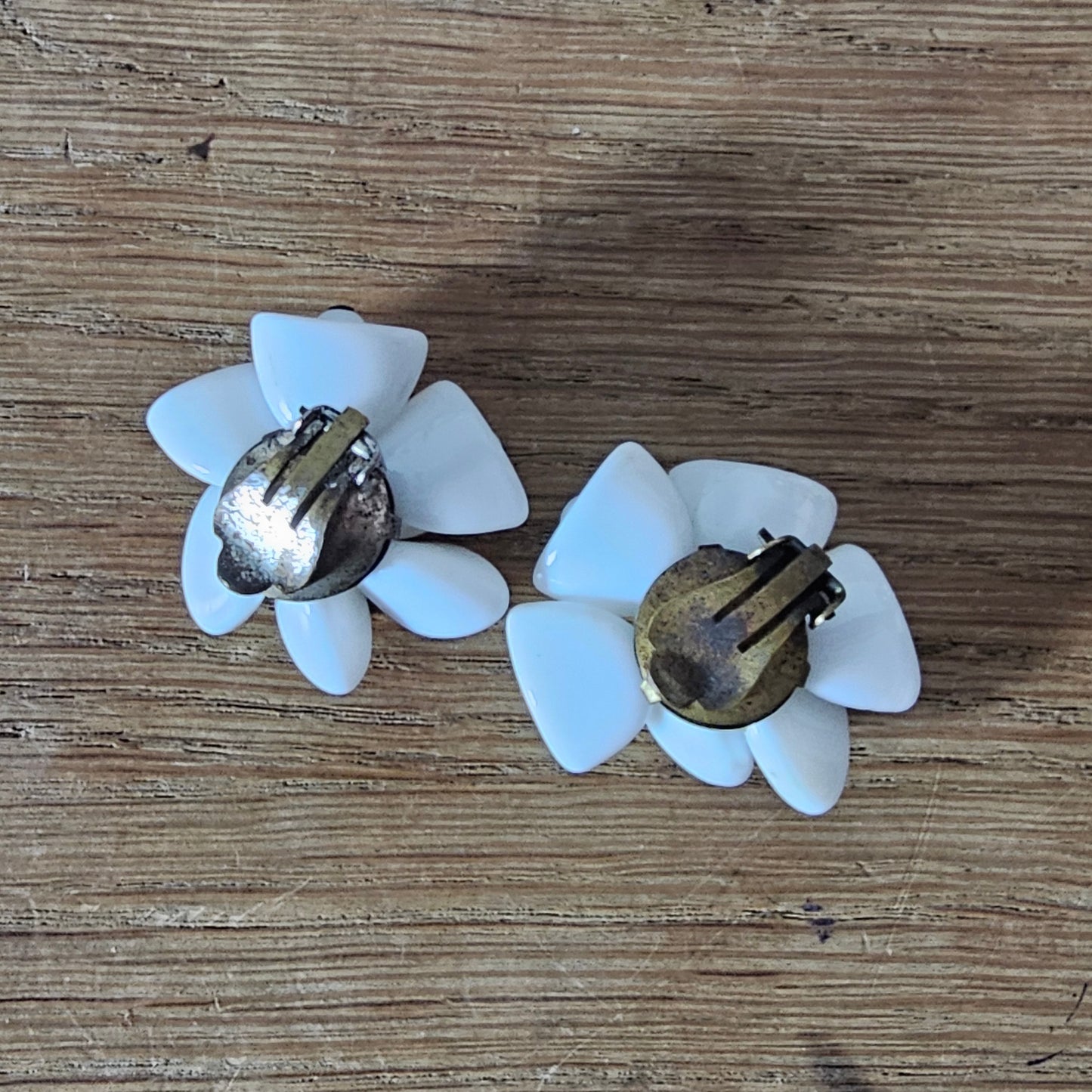 Late 1950s milk glass conical bead cluster clip-on earrings