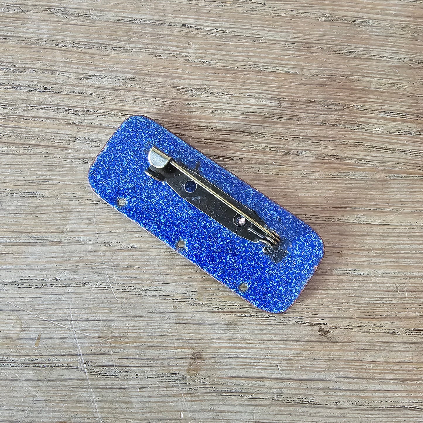 circa. 1960s studio art enamel abstract swirls on copper rectangular brooch