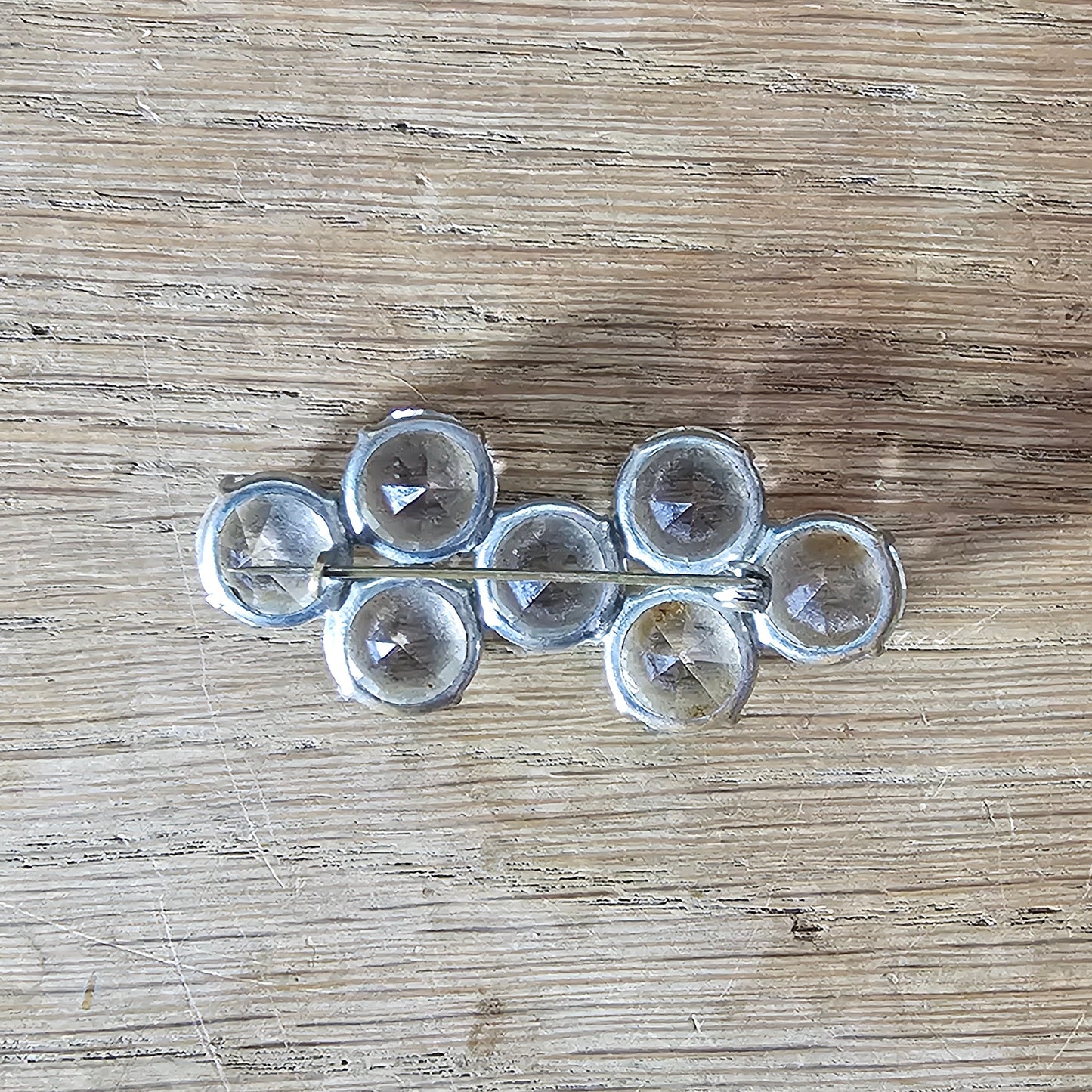 Victorian seven-stone faceted crystal cluster brooch