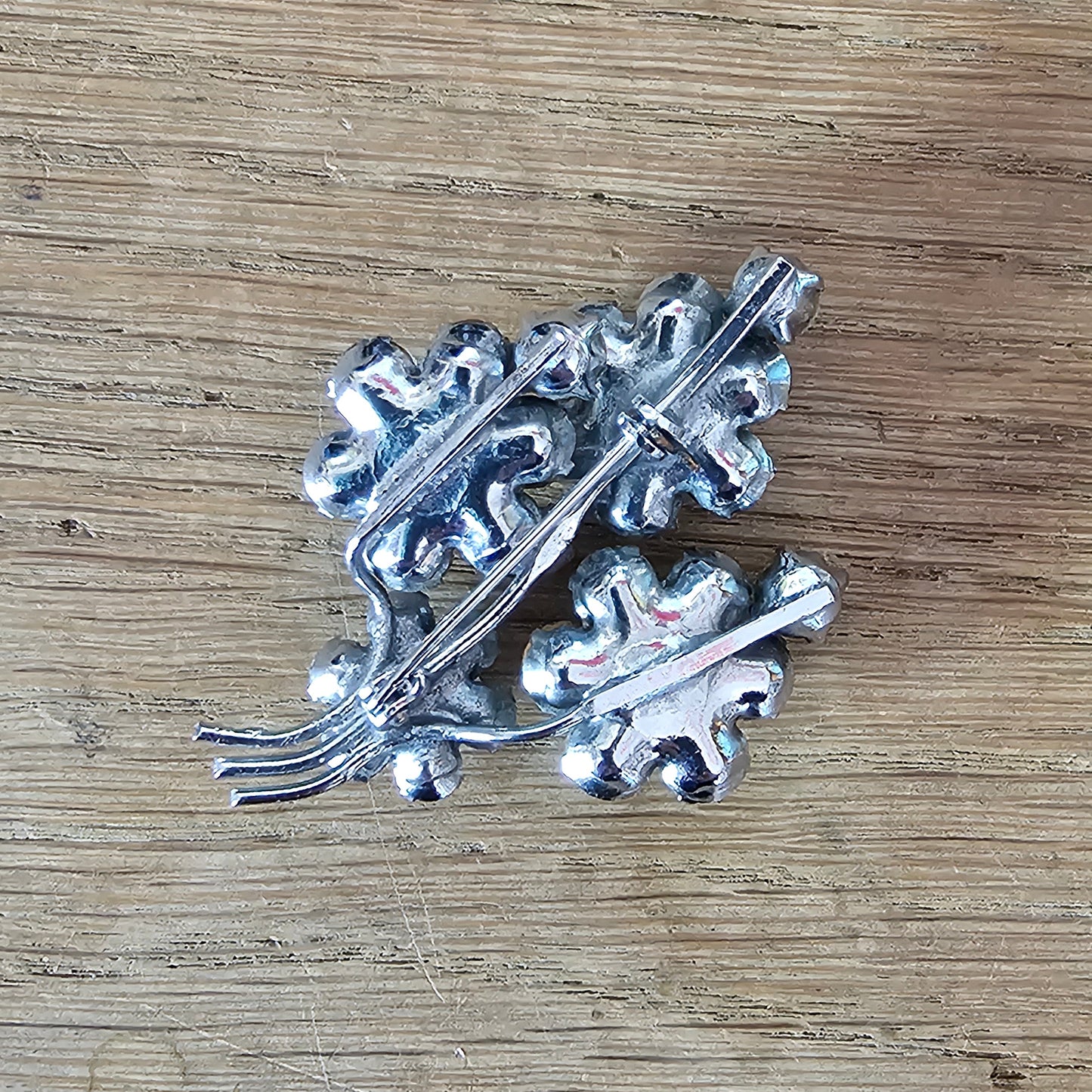 1950s silver-tone & rhinestone floral spray brooch
