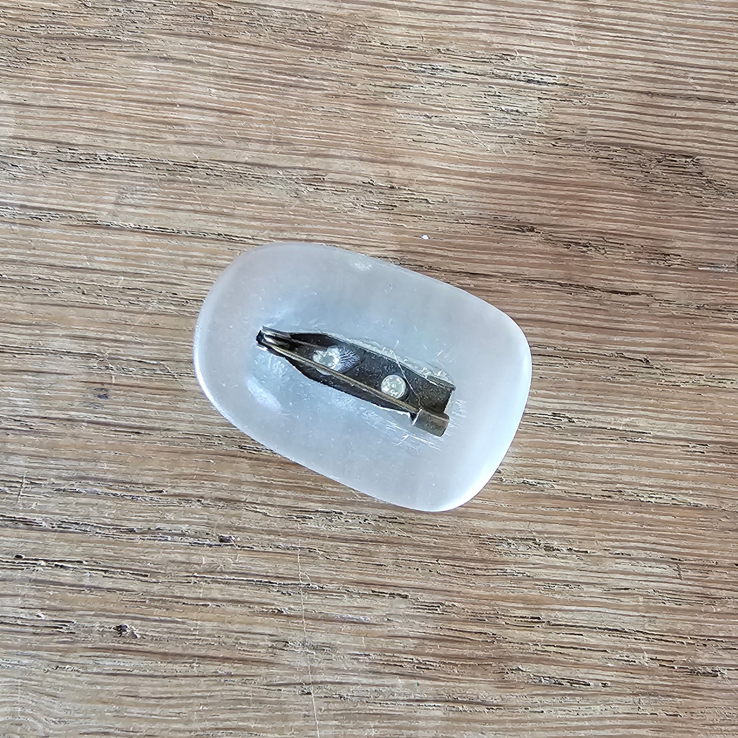 Home-made brooch using vintage opal & frosted glass cabochons