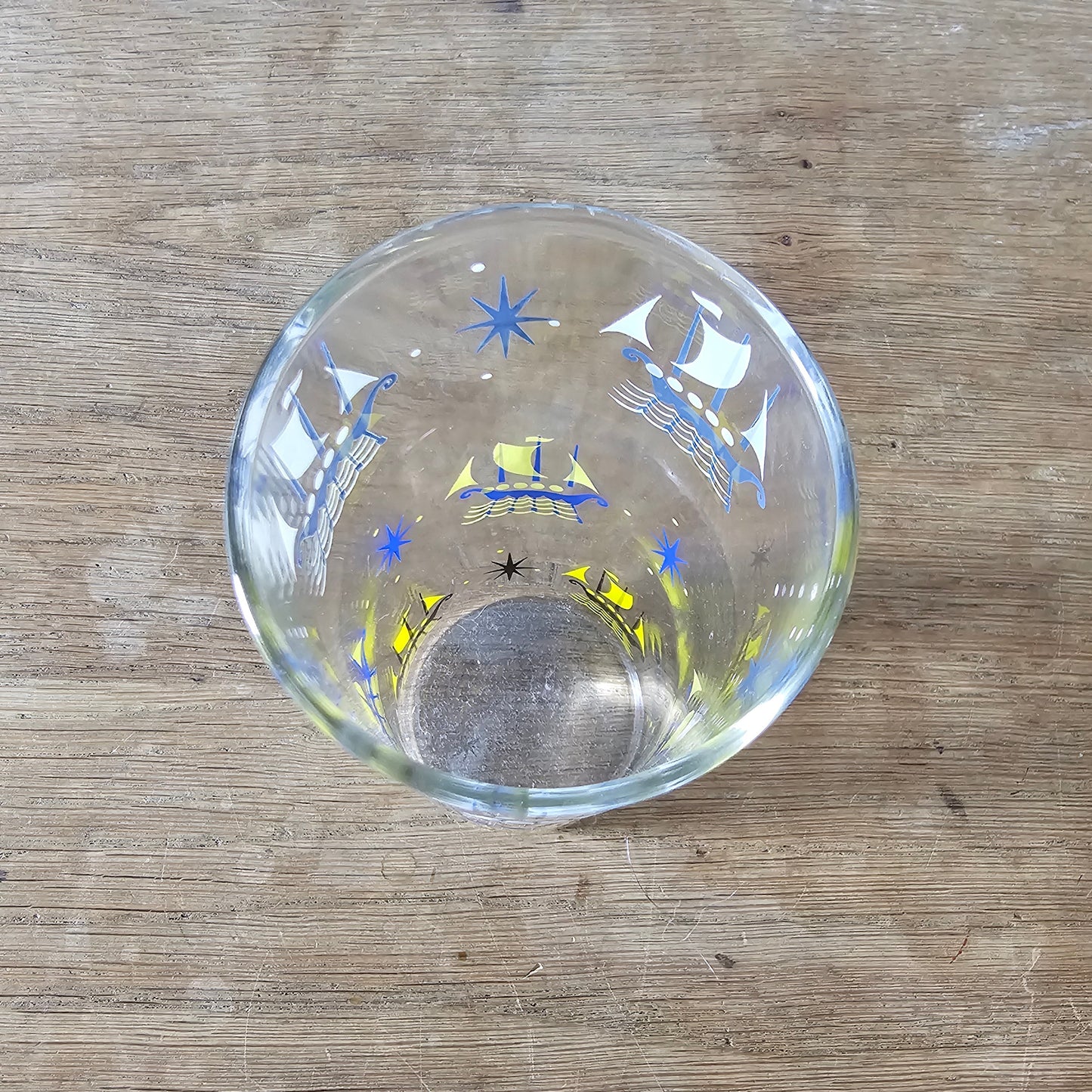 Set of six 1960s viking ship highball glasses