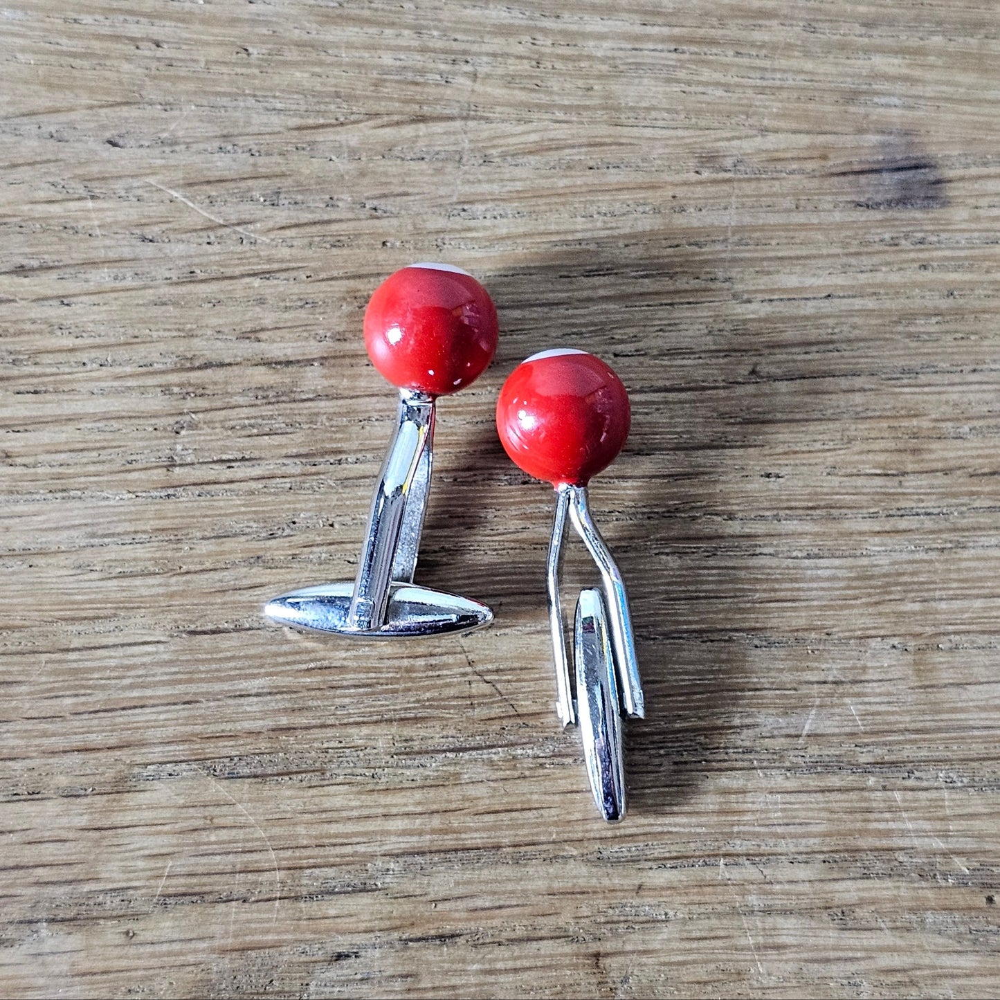 Vintage red 8-ball pool billiards cufflinks