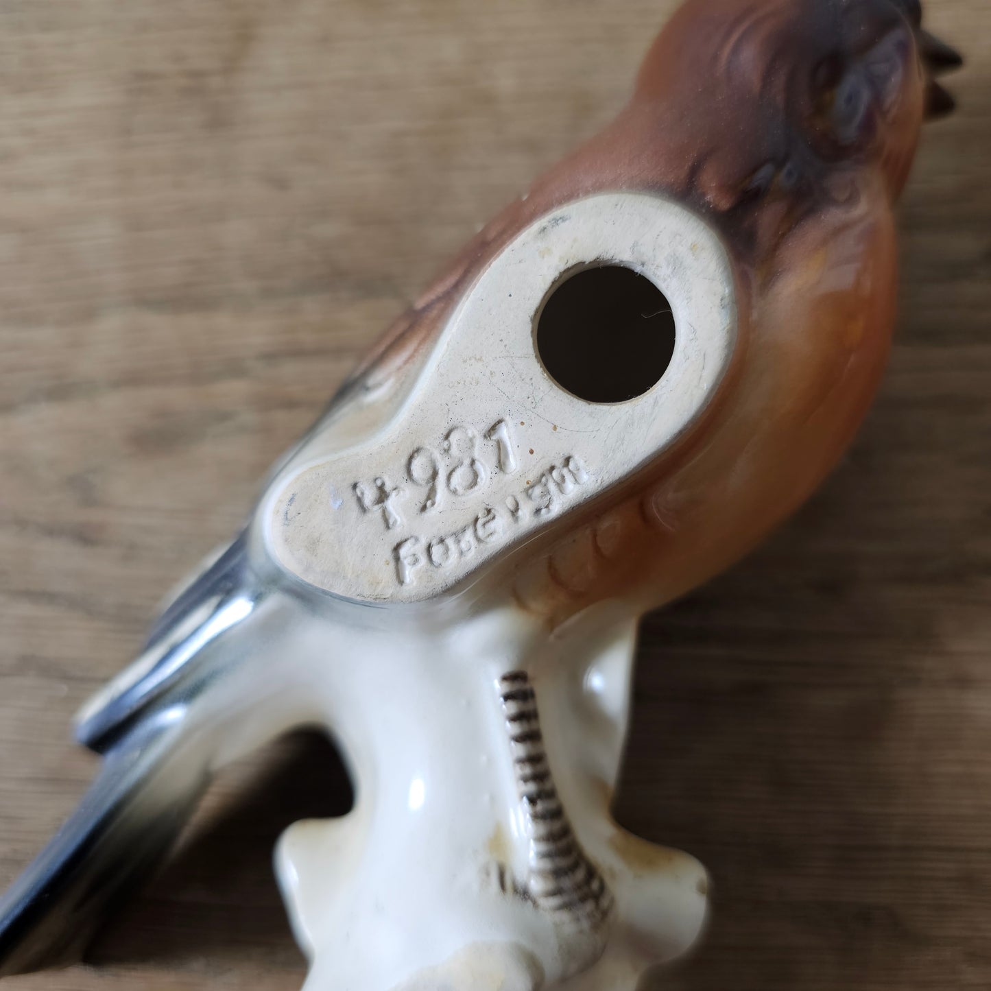 Vintage hand-painted porcelain chaffinch bird wall plaque