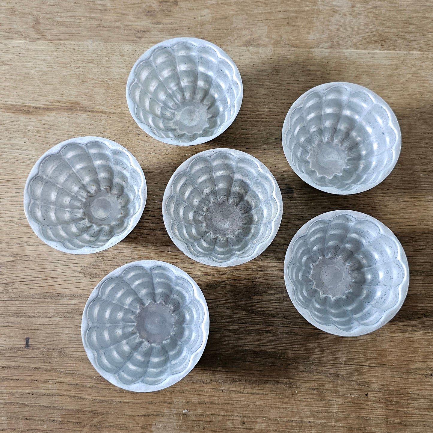Set of 6 vintage aluminium jelly or blancmange moulds