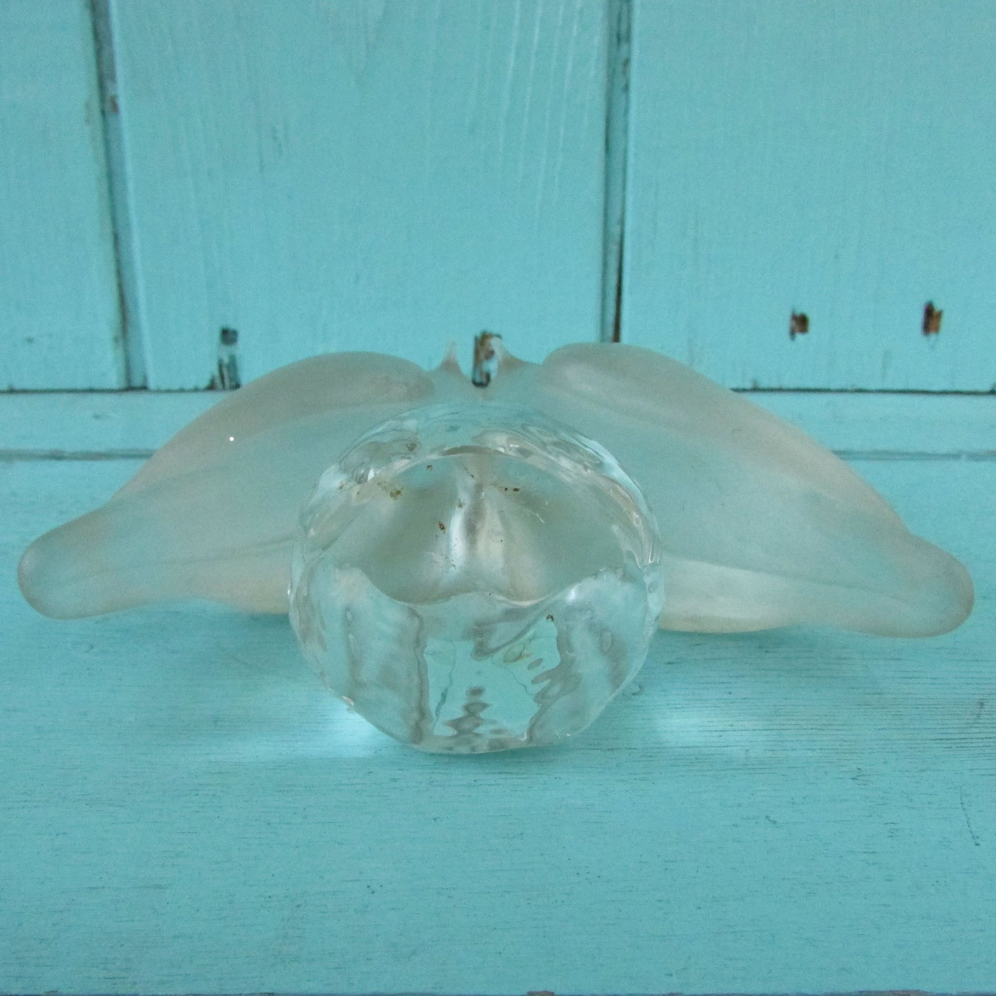 1970/80s Swedish frosted glass Lovebirds ornament by Reijmyre Kristall