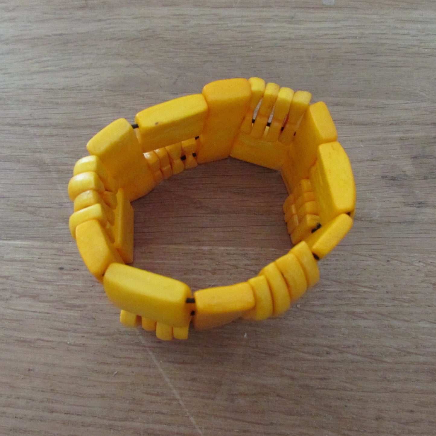 1970s butterscotch yellow geometric resin panel bracelet