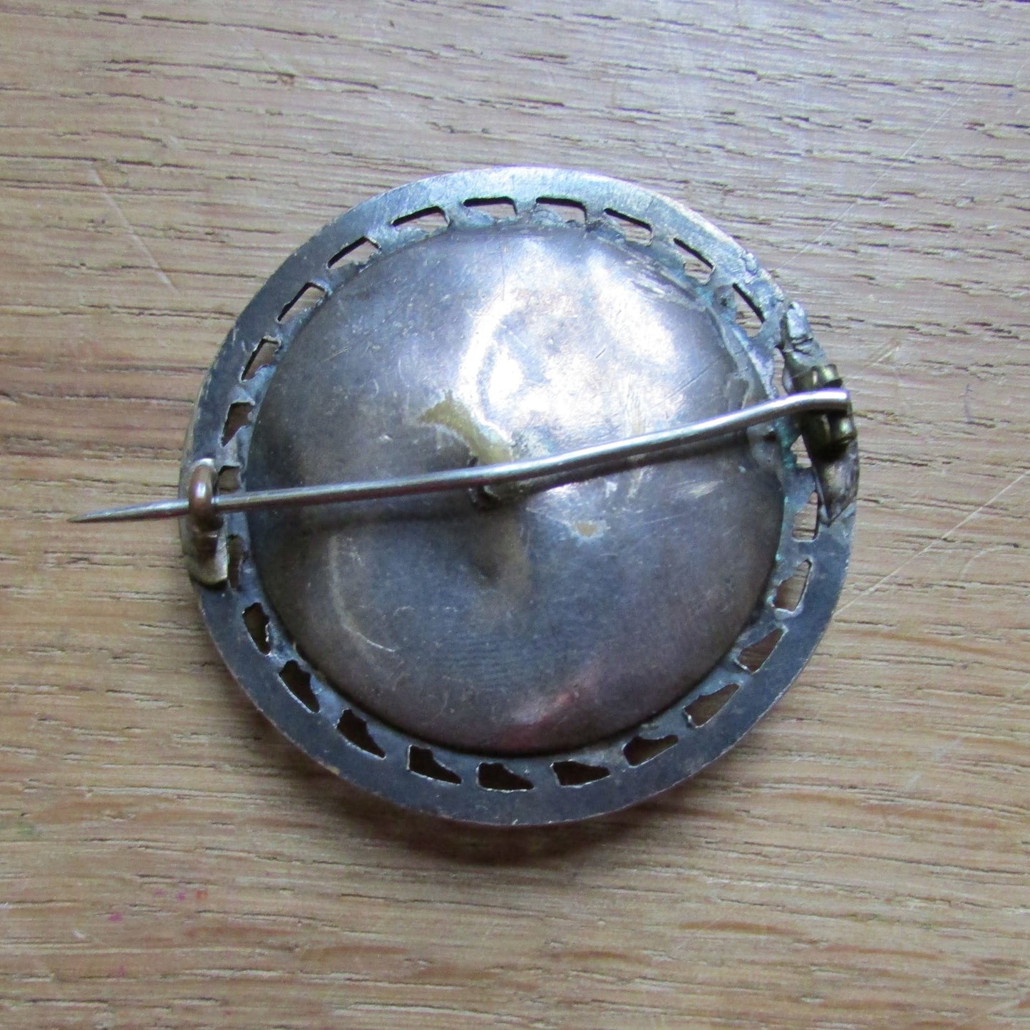 1930s/40s round silver-tone paste rhinestone brooch