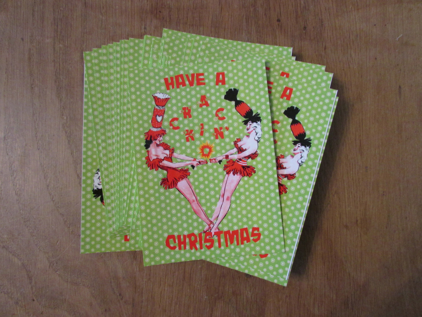 Home-made mixed media/digital Christmas postcard: "Have a Crackin' Christmas"