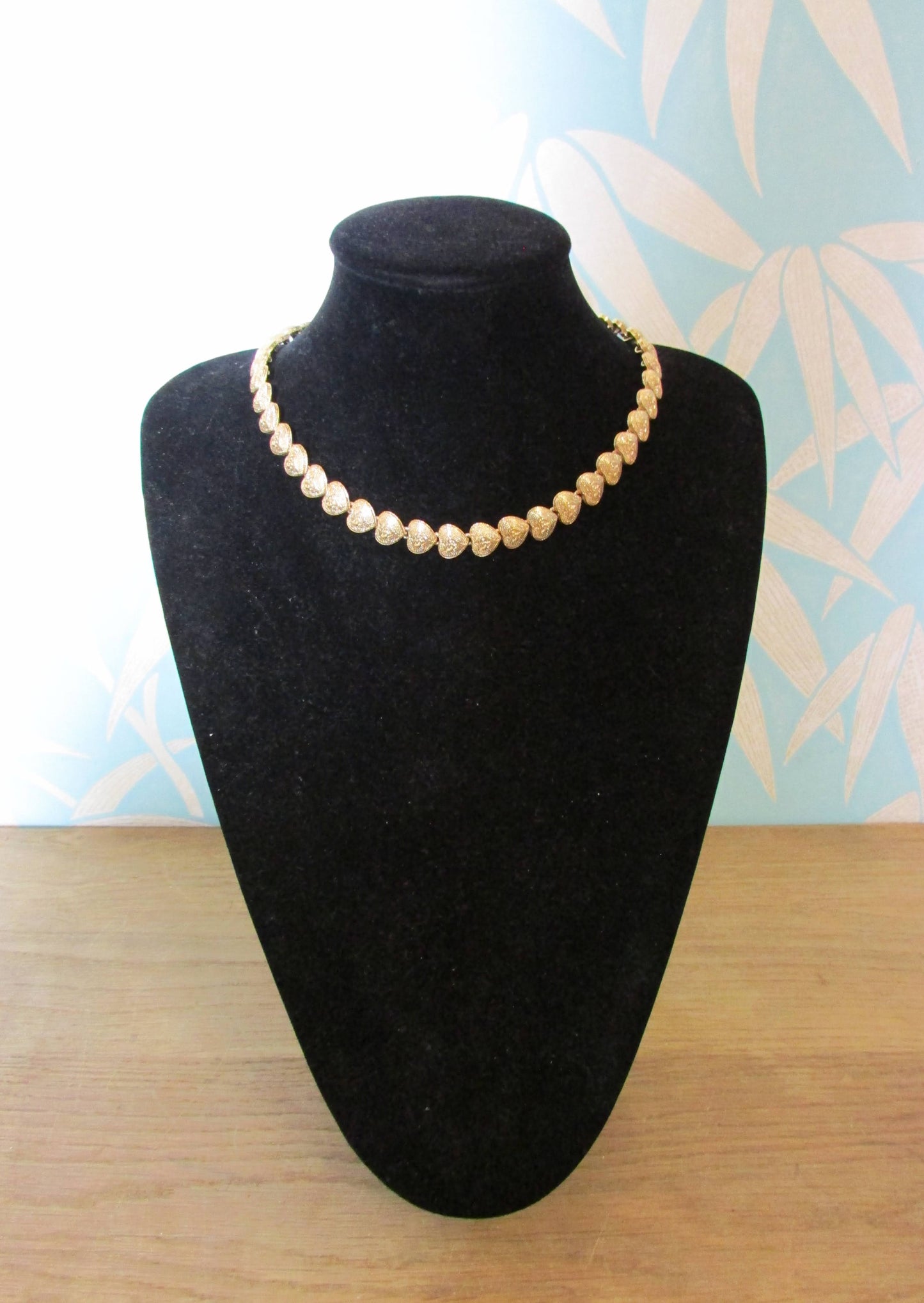 1970s/80s gold-tone heart-shape linked necklace & matching bracelet set