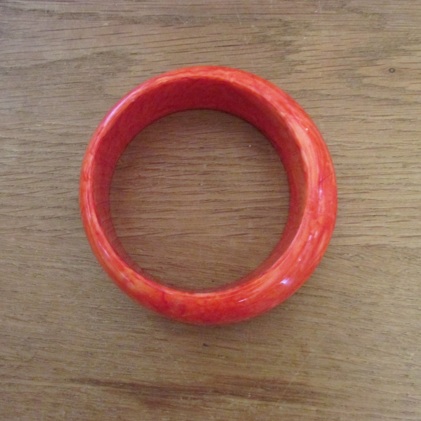 1970s marbled orange chunky asymmetric acrylic bangle