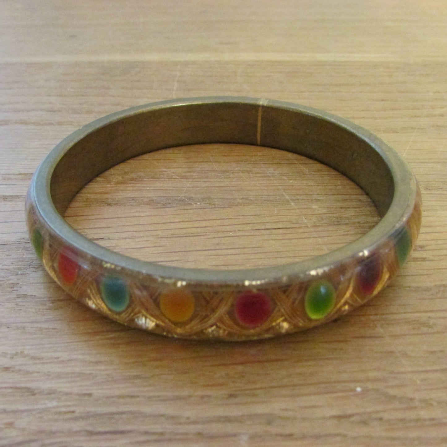 1950s resin set faux jewelled celluloid bangle