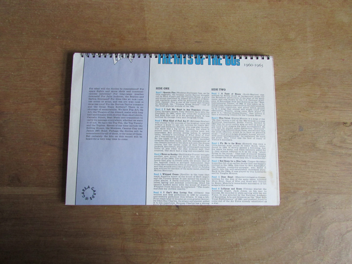 Home-made A4 wire-bound sketchbook using 100% recycled 140gsm Cartridge Paper, The Hits of The 60s