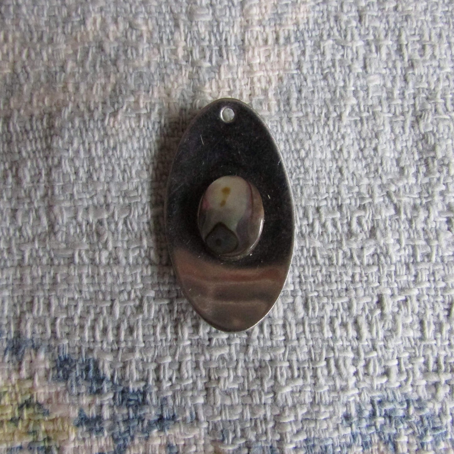 Vintage Abalone shell & stainless steel pendant