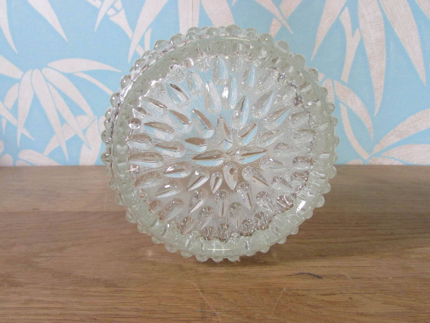 Mid-century tear/rain drop textured glass ice bucket