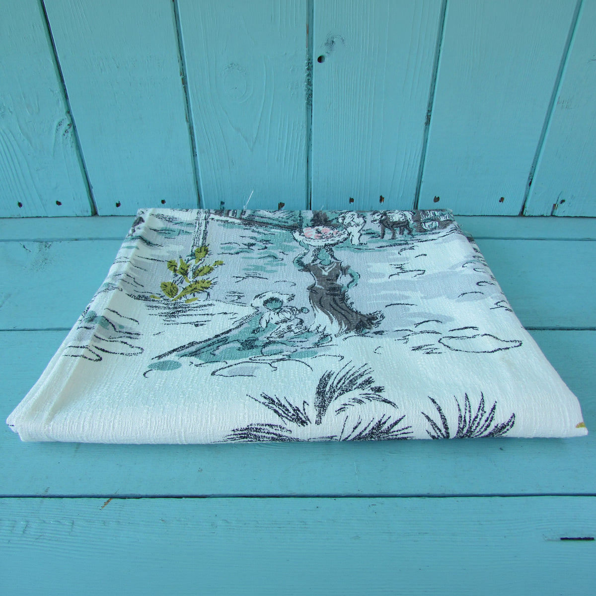 1950s 'Mexicana' scenic Mexican print fabric, 48" x 32"