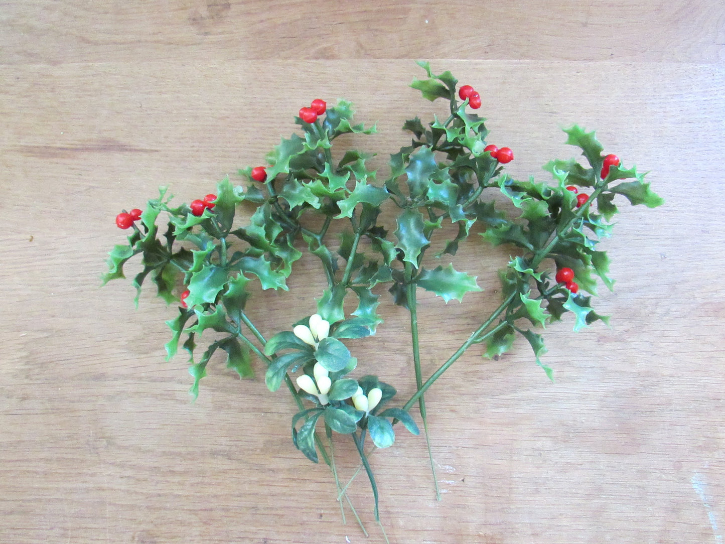 1960s plastic holly and mistletoe assortment