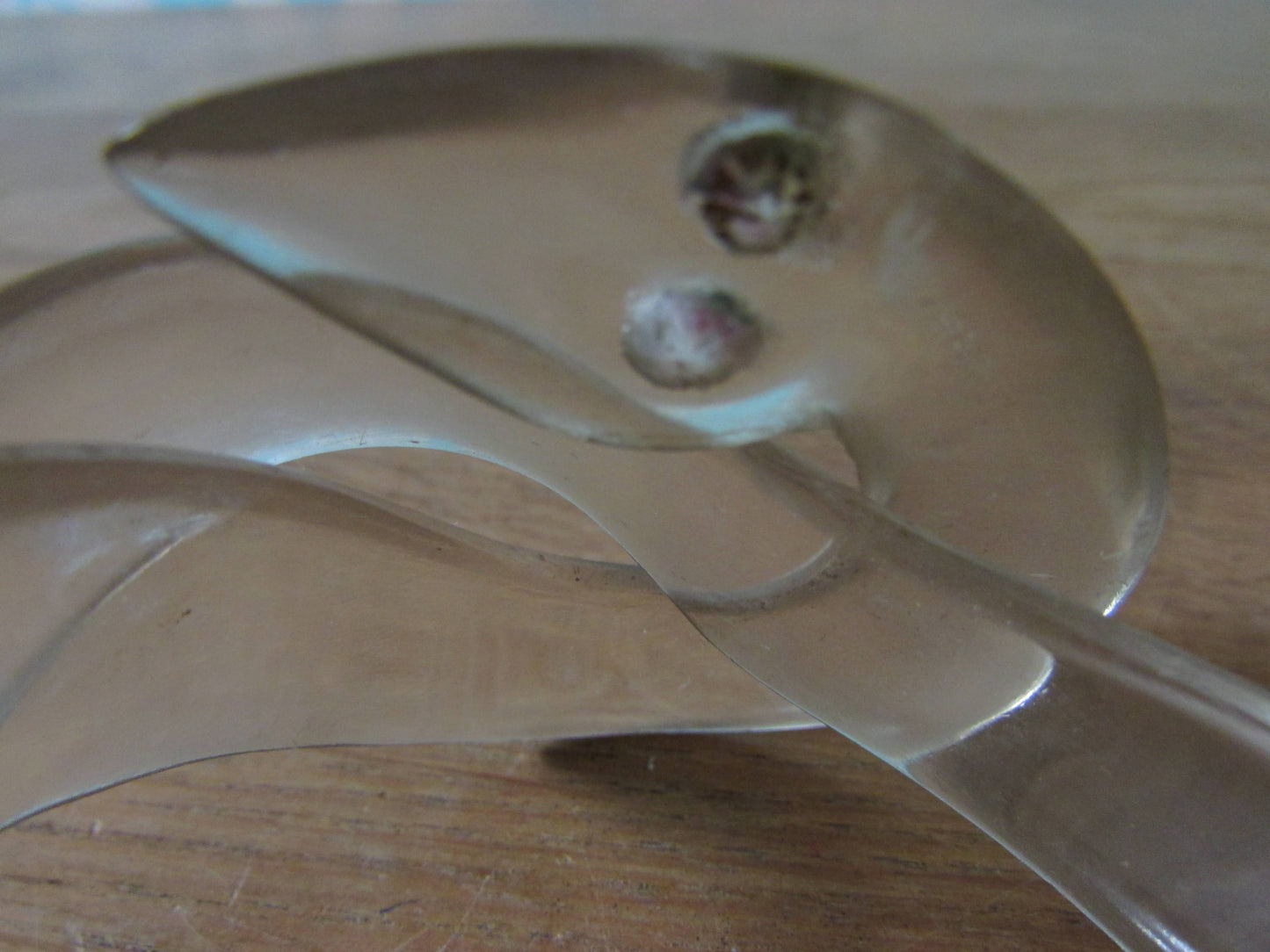 Vintage clear chunky lucite snake bangle with rhinestone eyes