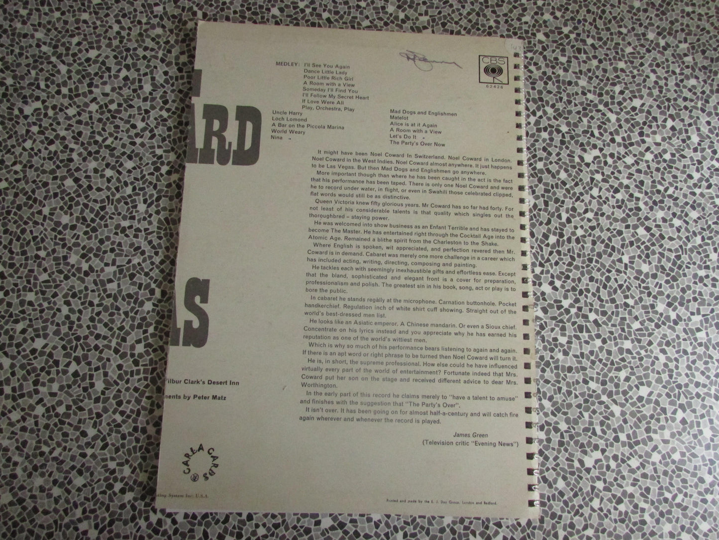 Home-made A4 wire bound sketchbook using 130gsm Cartridge Paper, Noel Coward