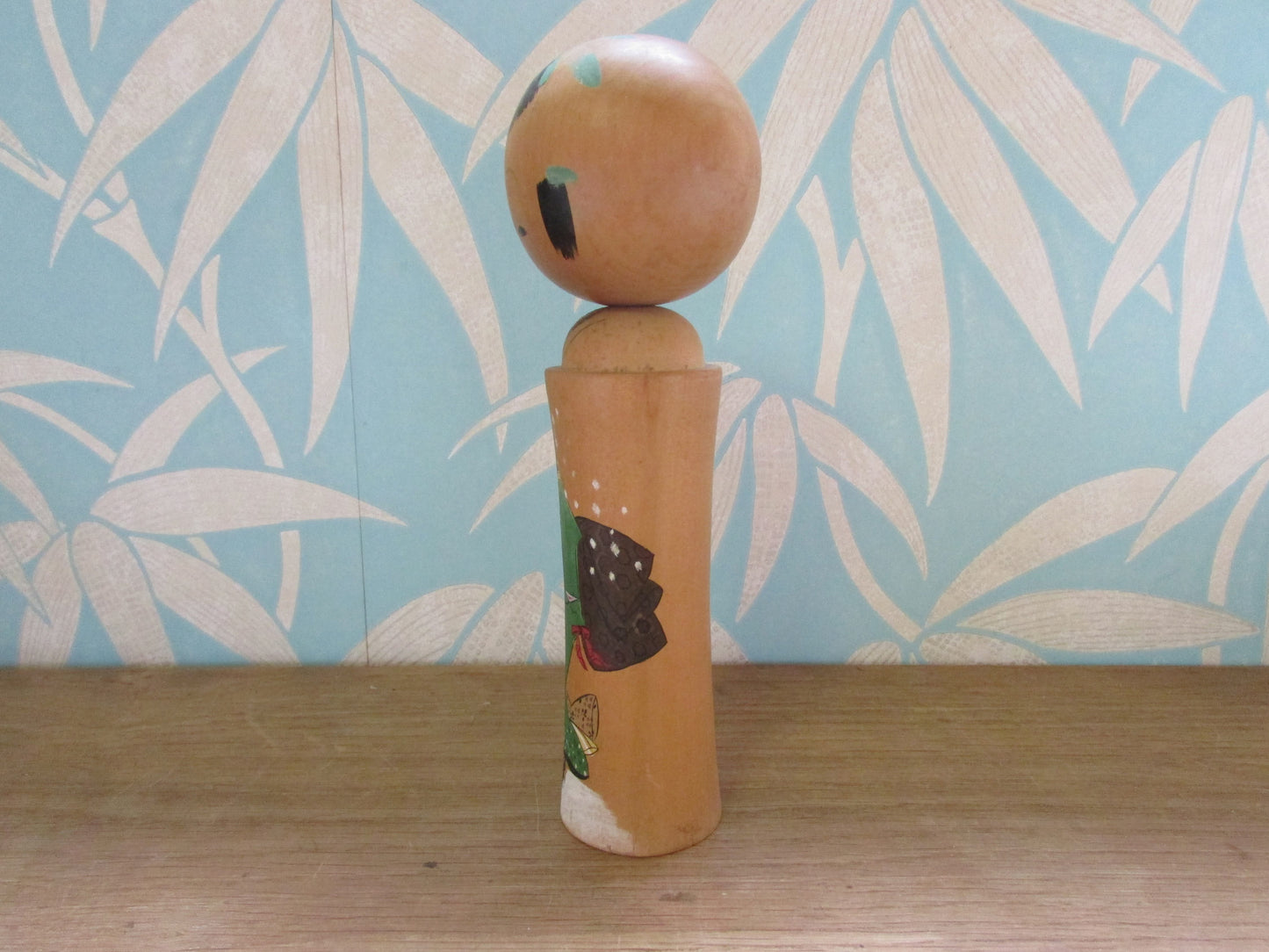 Vintage handmade traditional wooden Kokeshi doll, two designs