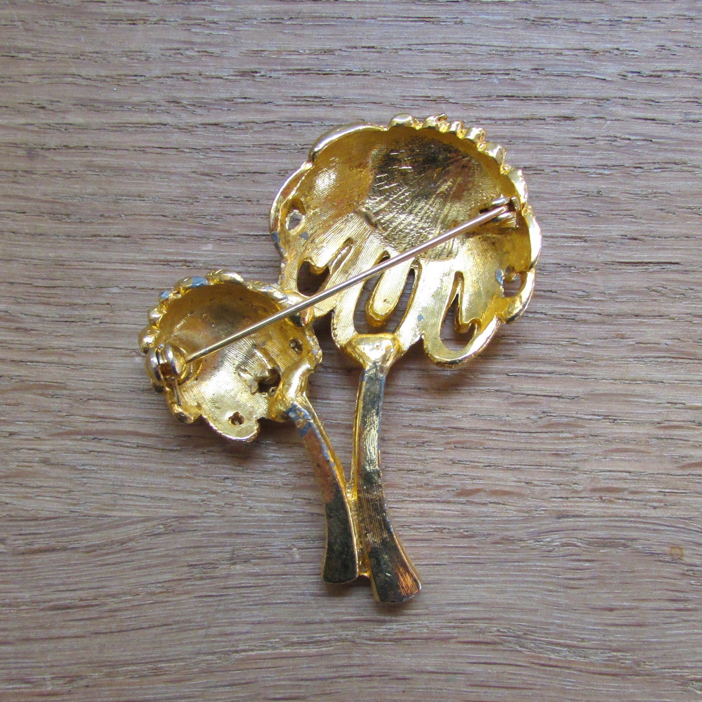 1980s gold-plated double palm tree brooch