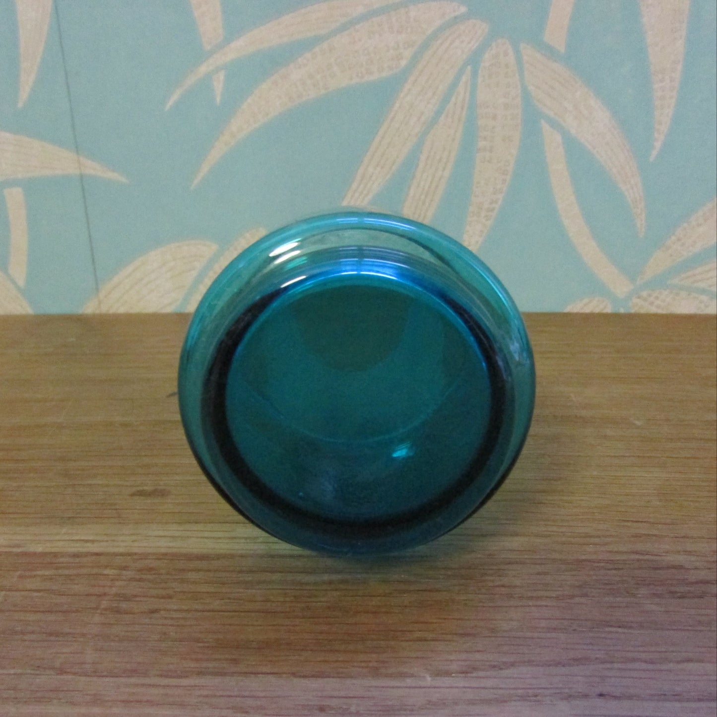 Mid-century 7-piece aqua/peacock blue glass water jug set
