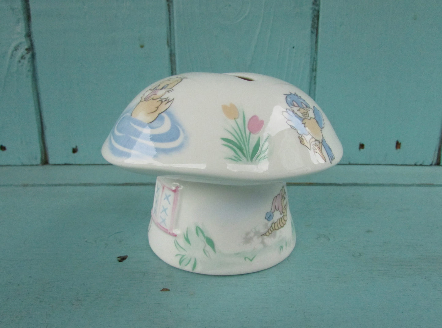 Vintage Matchmaker English fine bone china nursery-theme mushroom/toadstool money box