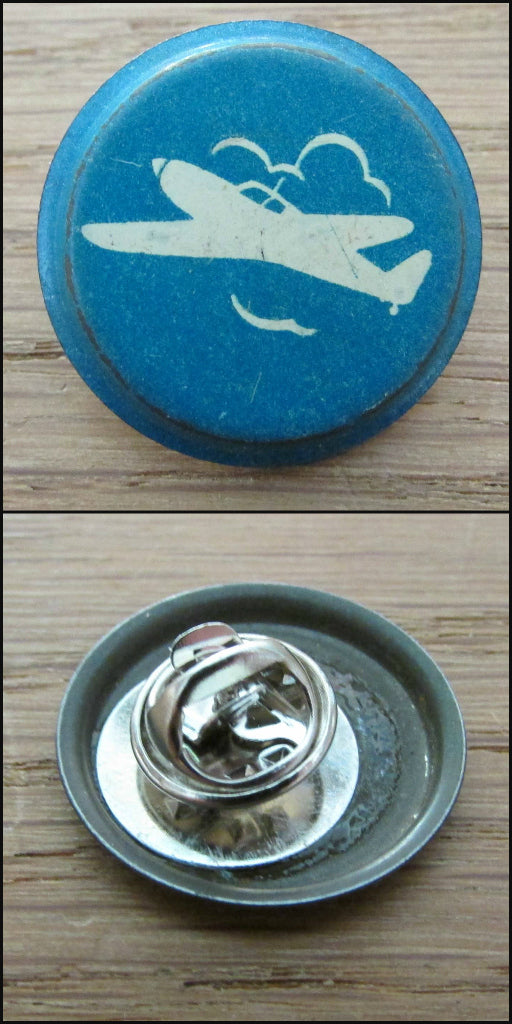 Home-made pin brooch using vintage tin game pieces/counters