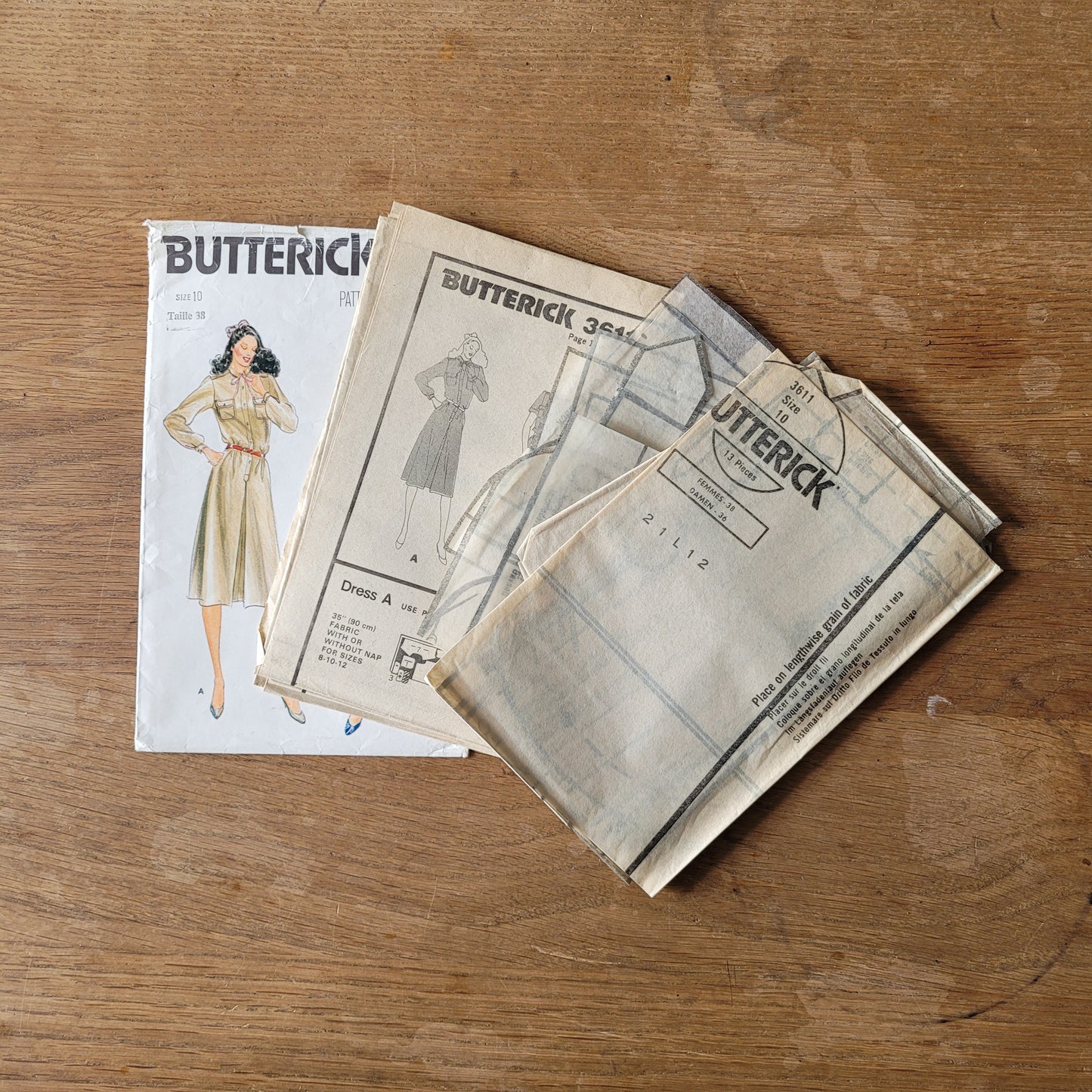 Used 1980s Butterick 3611 sewing pattern for misses' loose-fitting dress, size 10 (see description below)