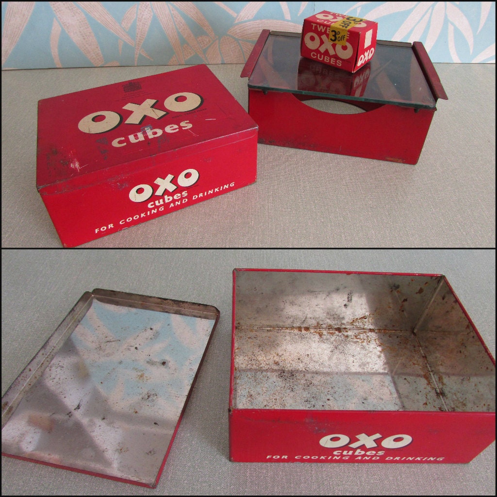 Rare vintage OXO shop display tin with stand