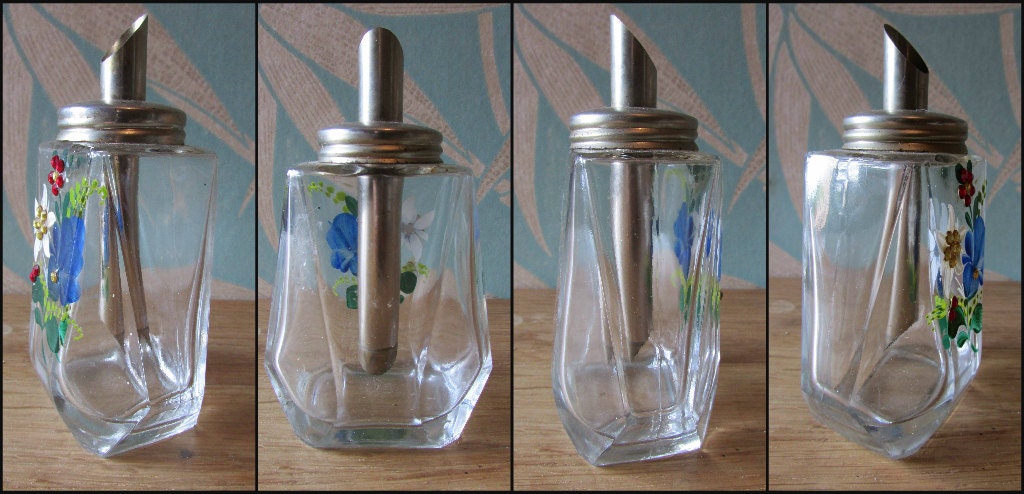 Vintage Austrian handpainted sugar pourer, added diamanté detail